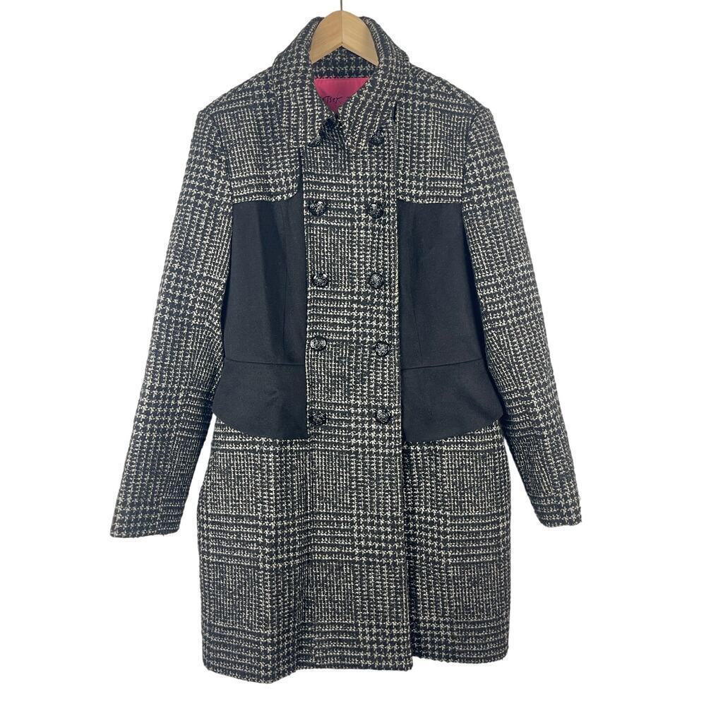 Betsey Johnson Double Breasted Pea Coat Peplum Wool Blend Women's Size 12